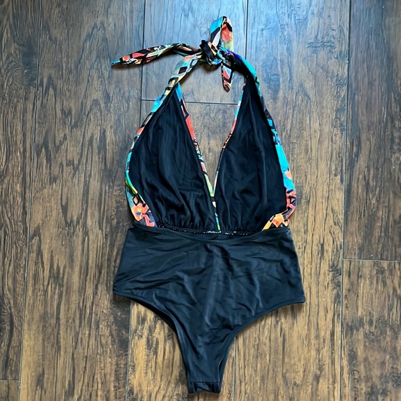 Unify The Ties Black Halter Top One Piece Bathing Suit - Picture 5 of 8